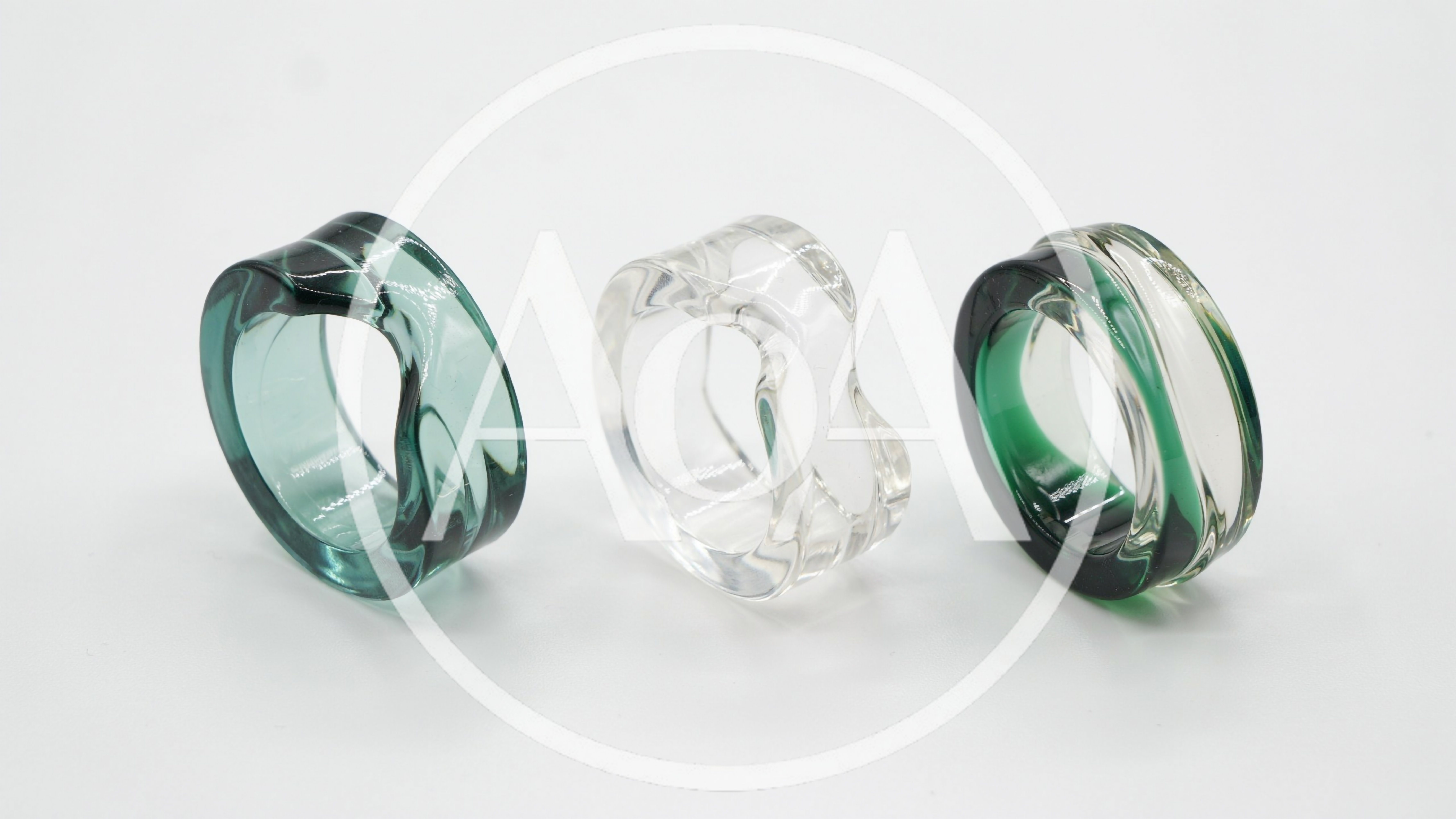 Three Transparent Resin Rings In Different Colors