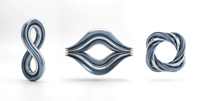 Abstract Metallic Infinity Loops and Geometric Shapes