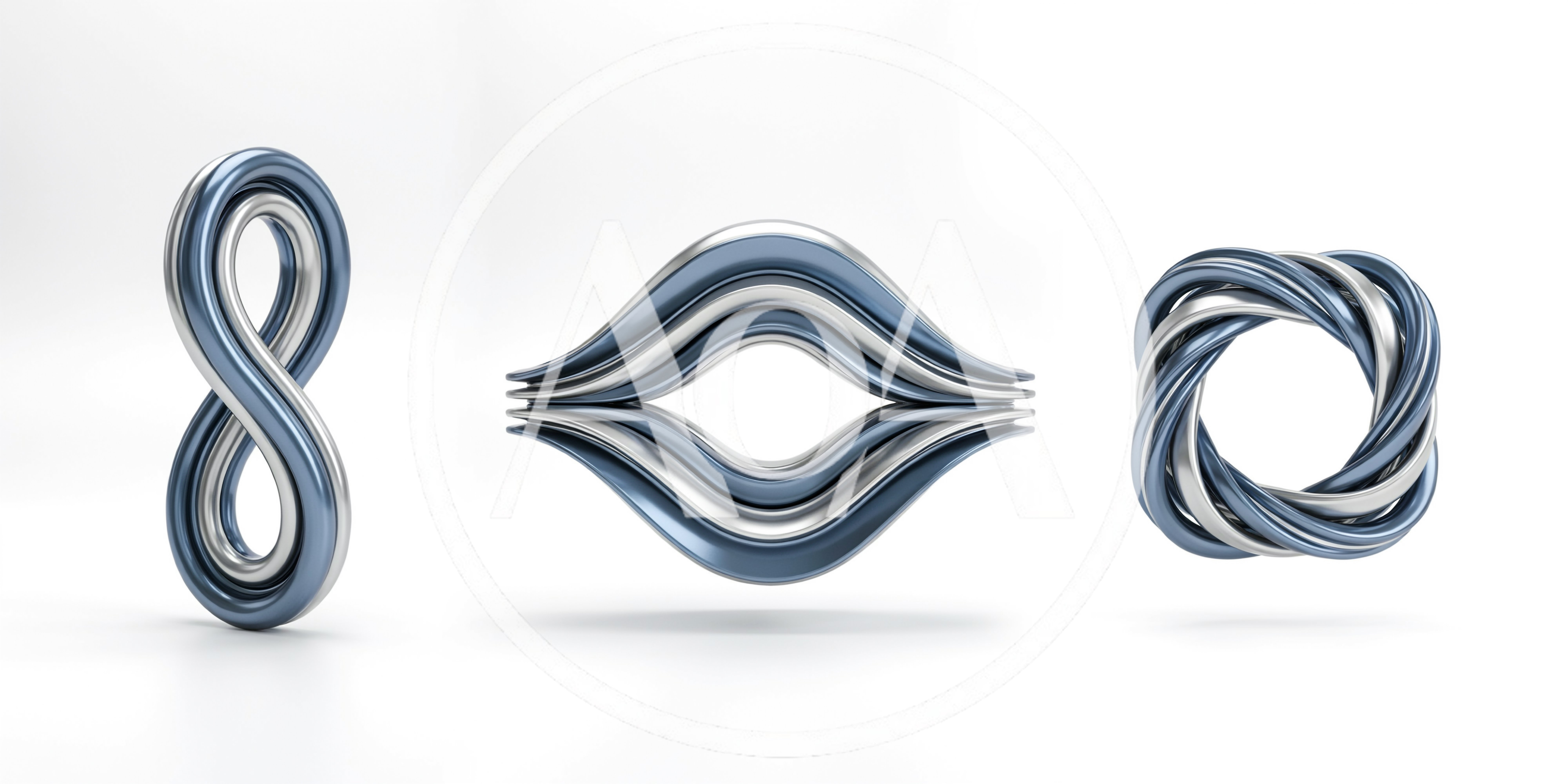 Abstract Metallic Infinity Loops and Geometric Shapes
