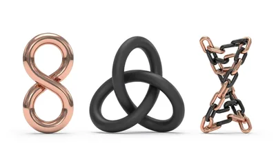Abstract 3D Geometric Shapes And Chain Structures