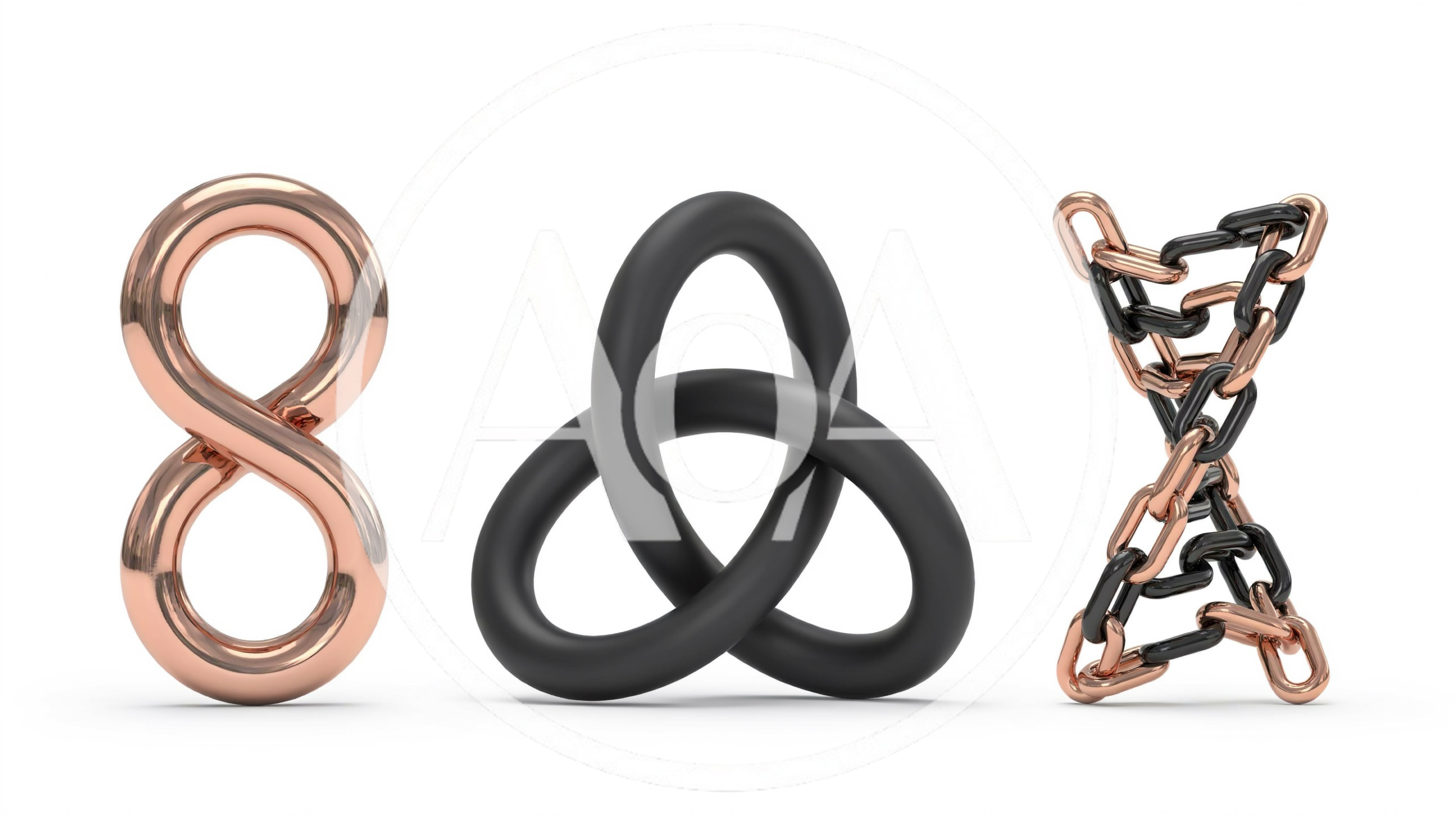 Abstract 3D Geometric Shapes And Chain Structures