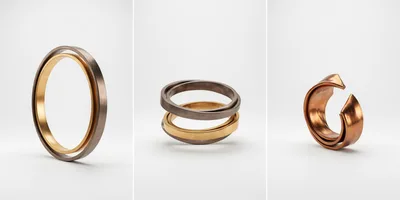 Abstract Metal Rings In Three Different Configurations