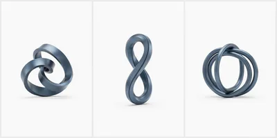 Three Abstract Metallic Infinity Loop Sculptures