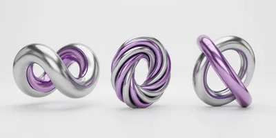 Abstract Metallic And Purple Twisted Geometric Shapes