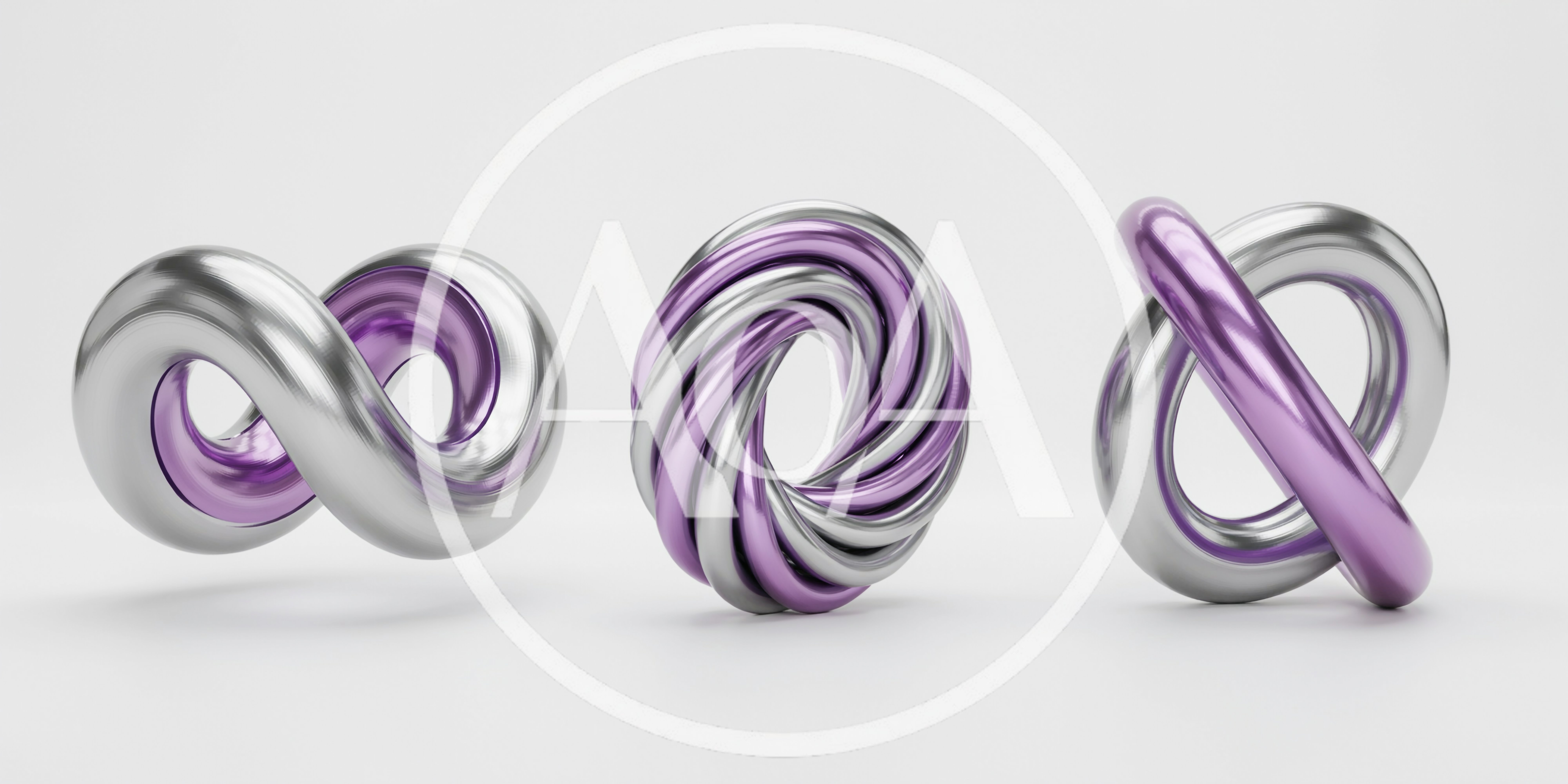 Abstract Metallic And Purple Twisted Geometric Shapes