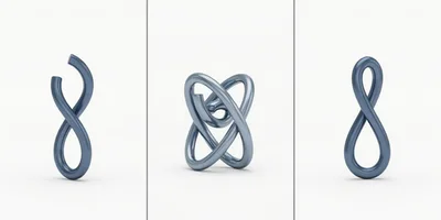 Three Stages Of A Metallic Infinity Loop Animation