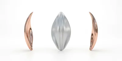 Abstract Metallic Sculptures On A White Background