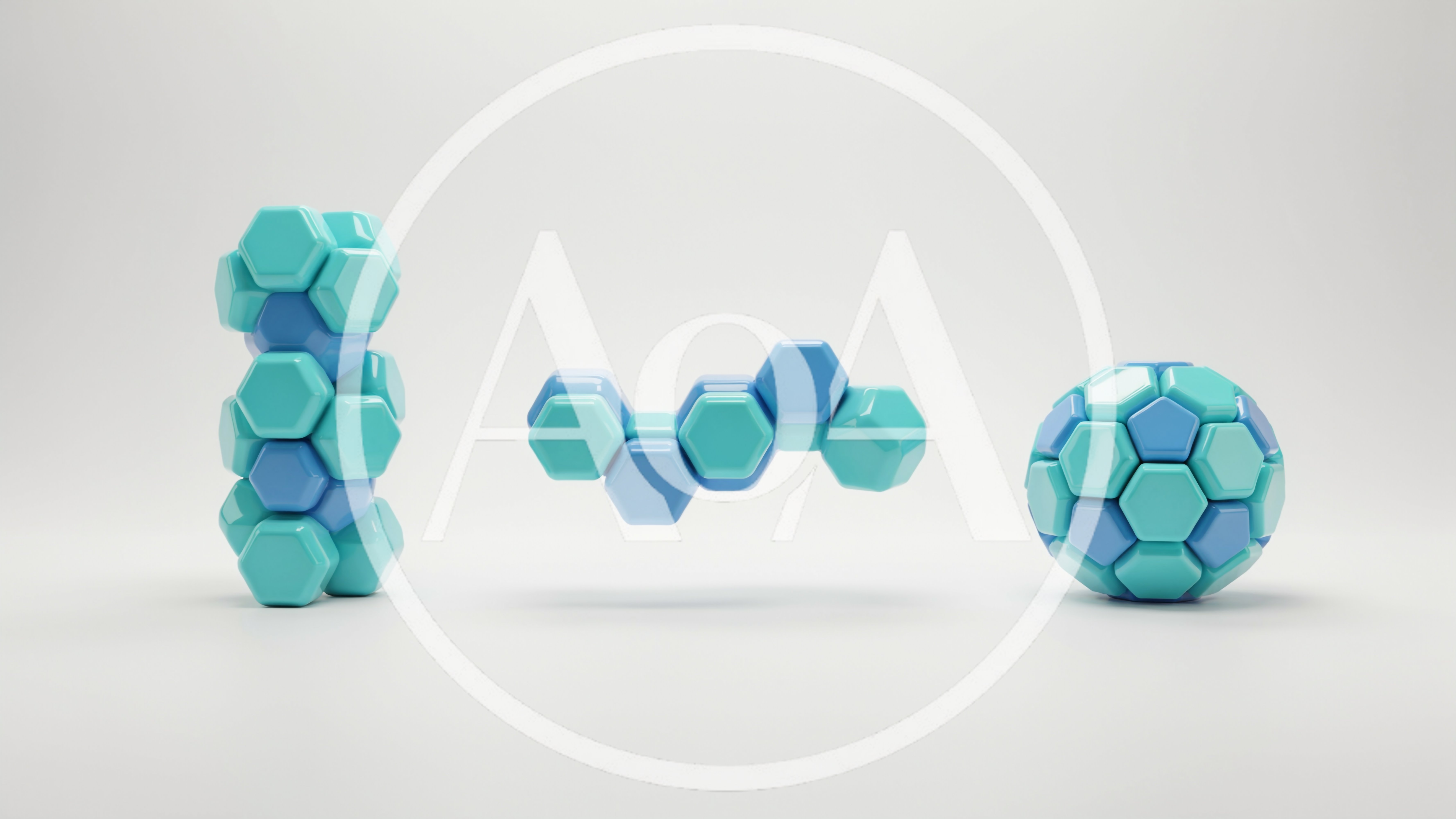 Abstract 3D Geometric Shapes Floating on White Background