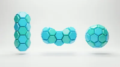 Abstract 3D Geometric Shapes With Hexagonal Tiles