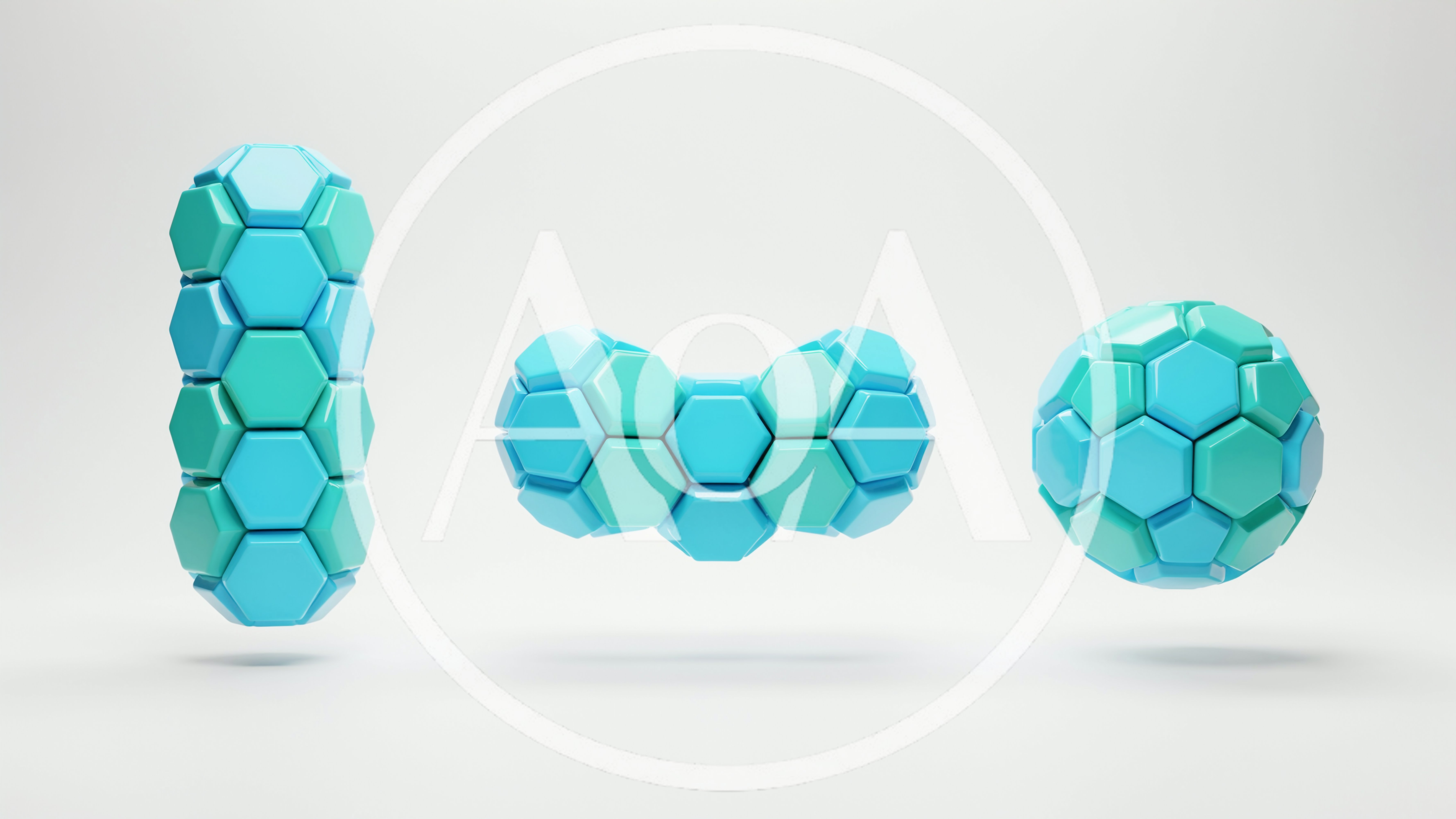 Abstract 3D Geometric Shapes With Hexagonal Tiles