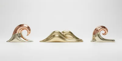 Abstract Metallic Sculptures On A White Background
