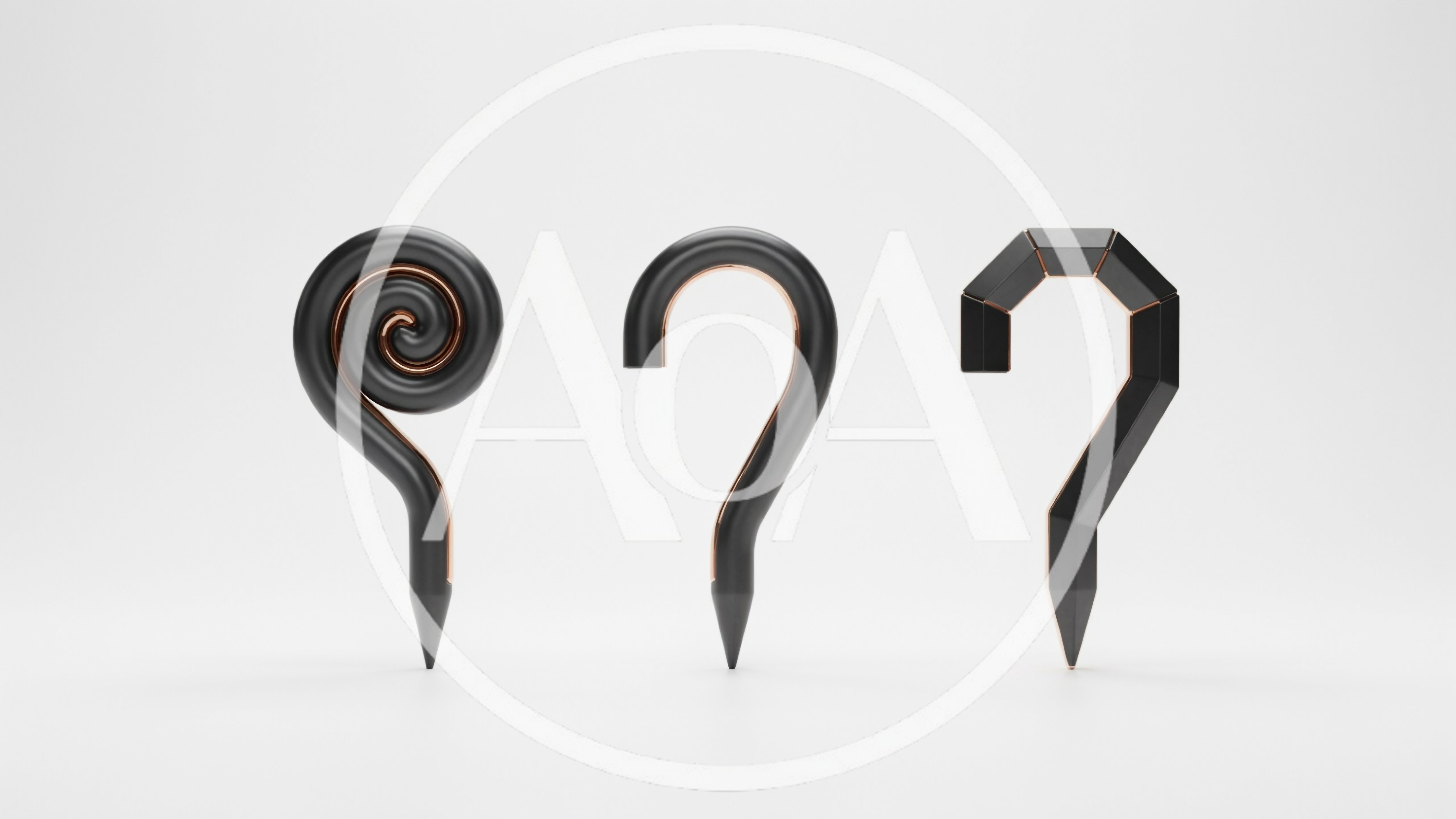 Three Stylized Question Mark Pencils On White Background