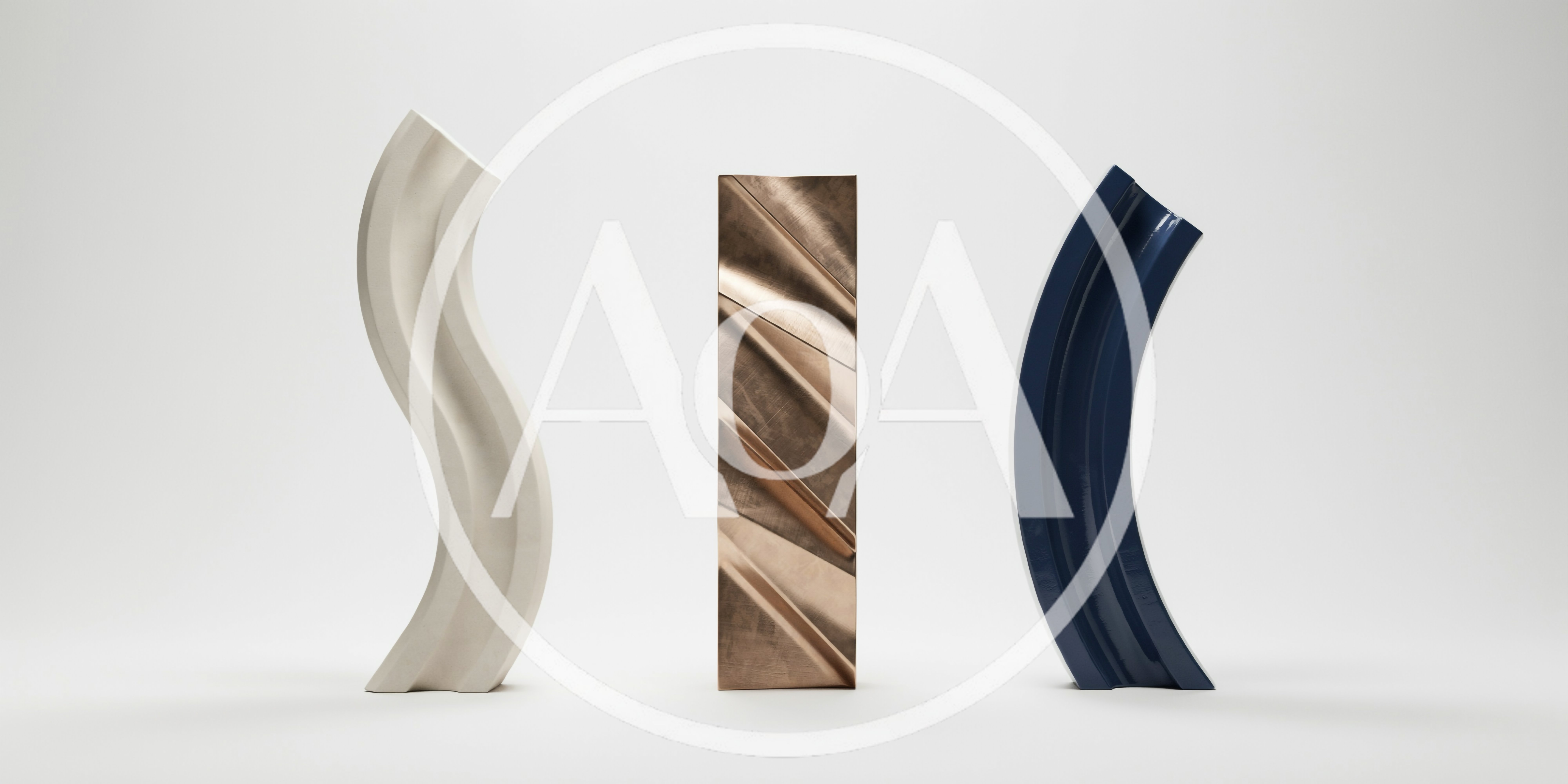 Three Abstract Sculptures With Different Textures And Shapes