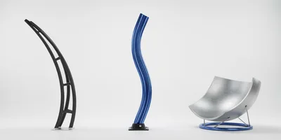 Three Modern Industrial Design Objects On White Background