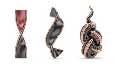 Abstract 3D Rendered Metallic Twisted Ribbon Shapes