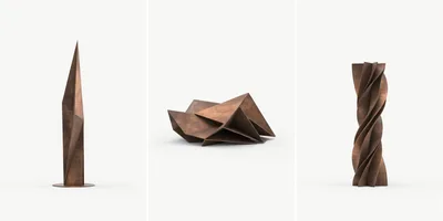Three Abstract Geometric Bronze Sculptures