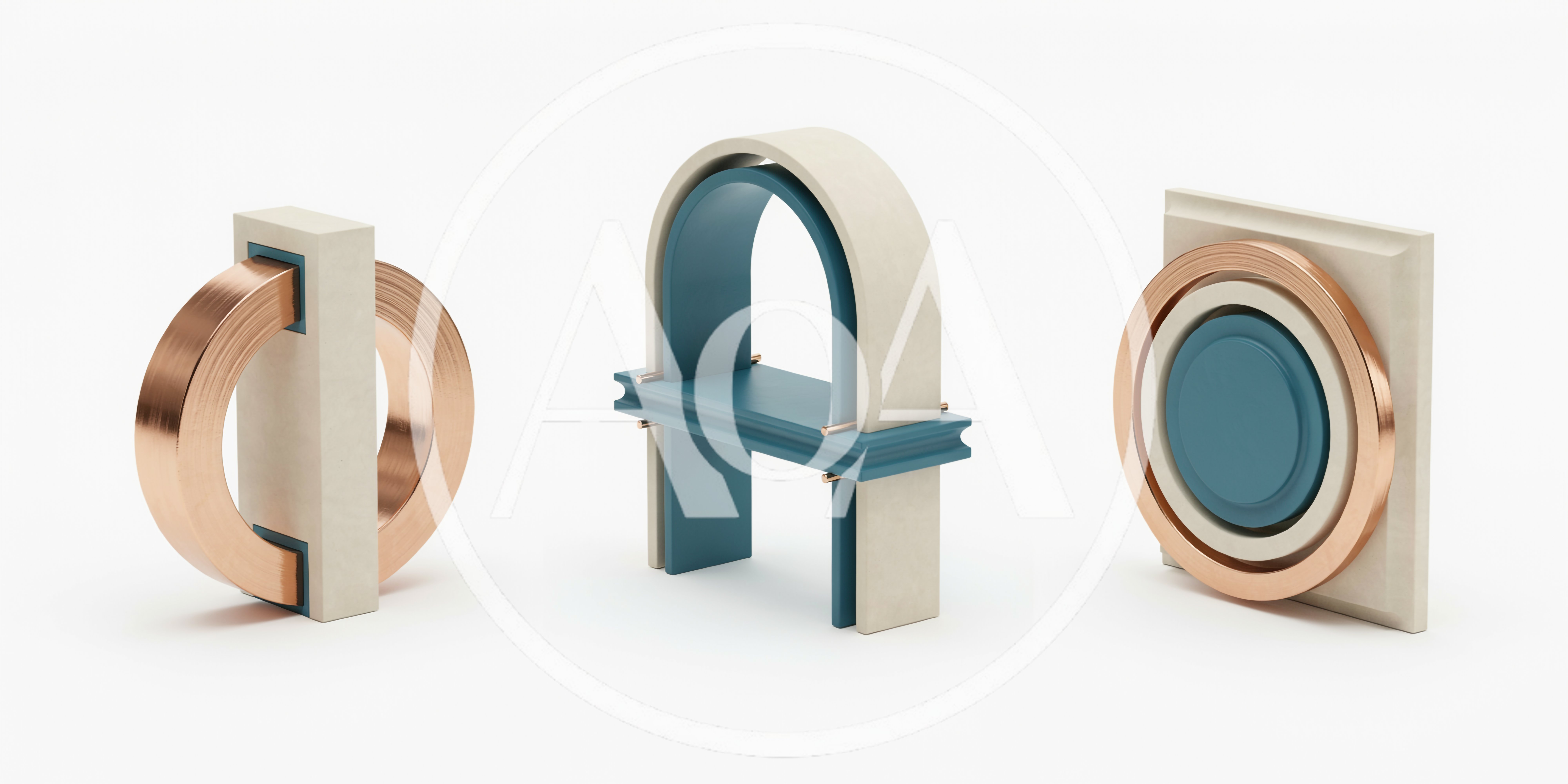 Abstract 3D Geometric Shapes With Metallic And Matte Textures