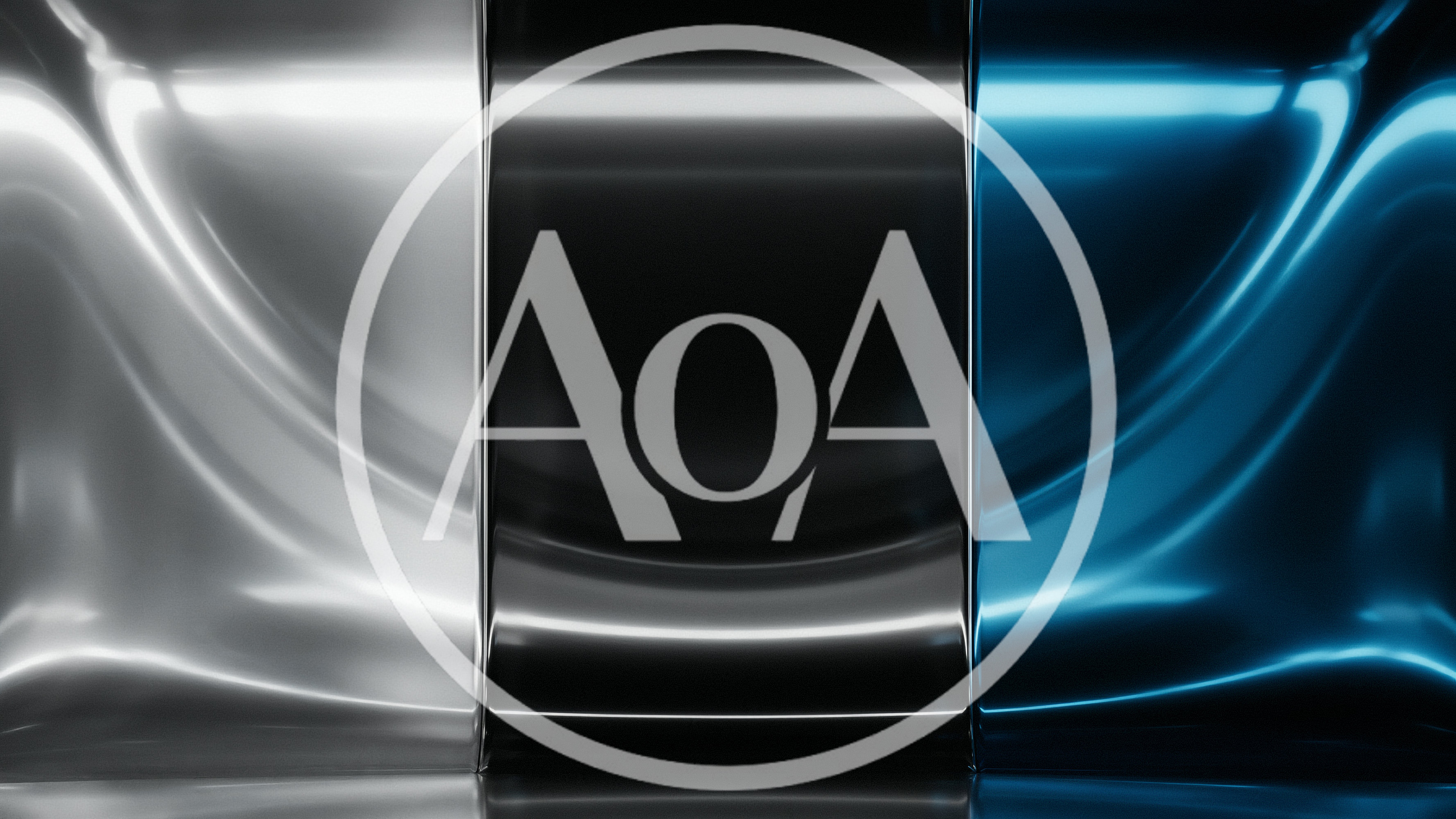 Abstract Metallic Wavy Surfaces In Silver Black And Blue