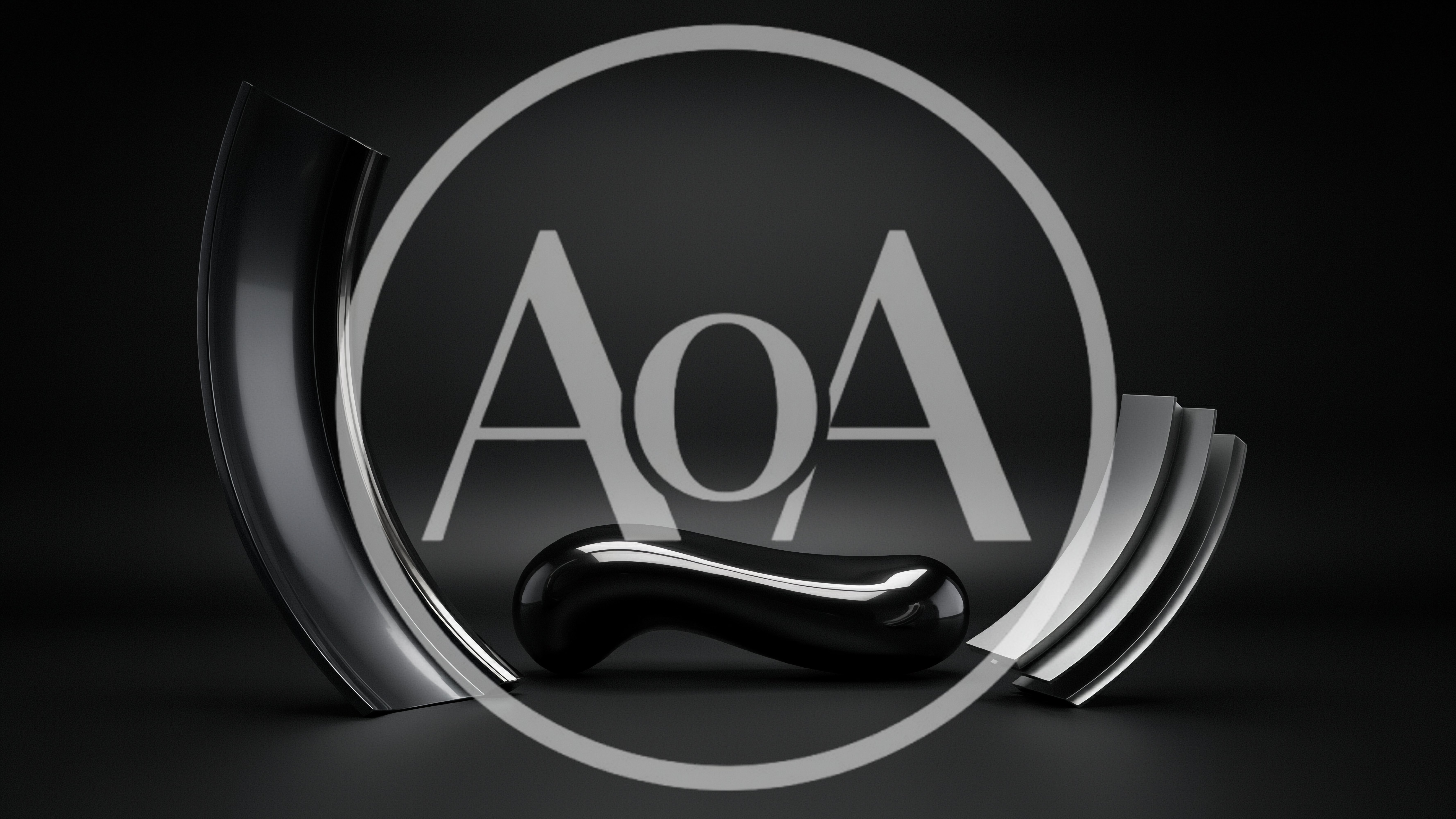 Abstract Metallic Sculptures on Dark Background