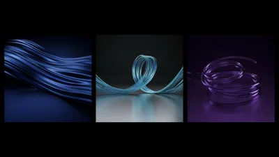 Abstract 3D Renderings Of Flowing Metallic And Glass Lines