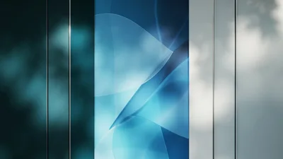 Abstract Blue Glass Panels With Soft Light Reflections