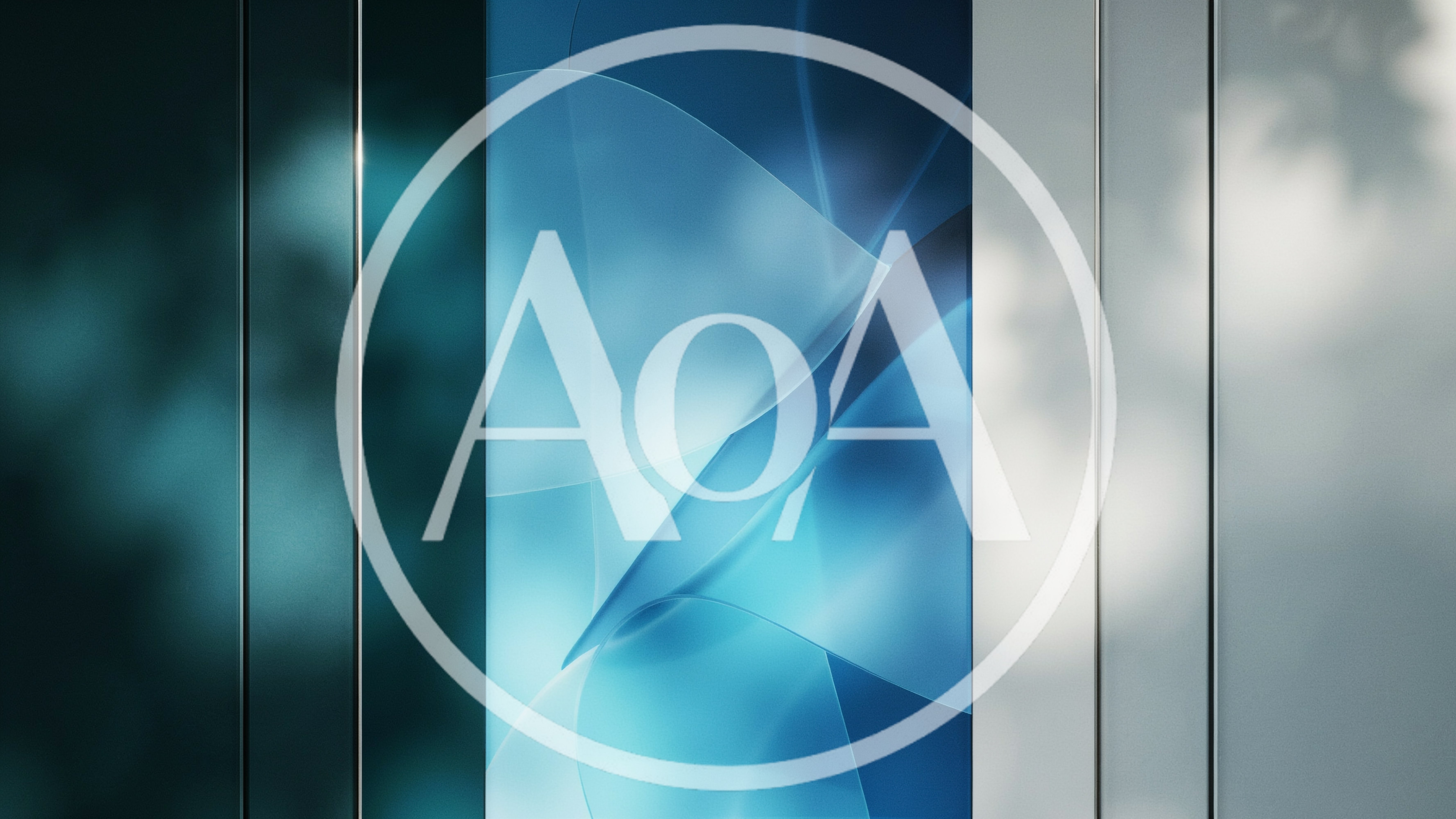 Abstract Blue Glass Panels With Soft Light Reflections
