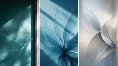 Abstract Glass Leaf Patterns In Three Color Variations