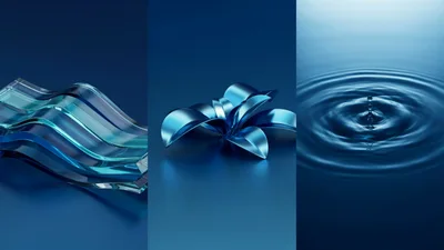 Abstract Blue 3D Rendered Geometric Shapes And Water Ripples