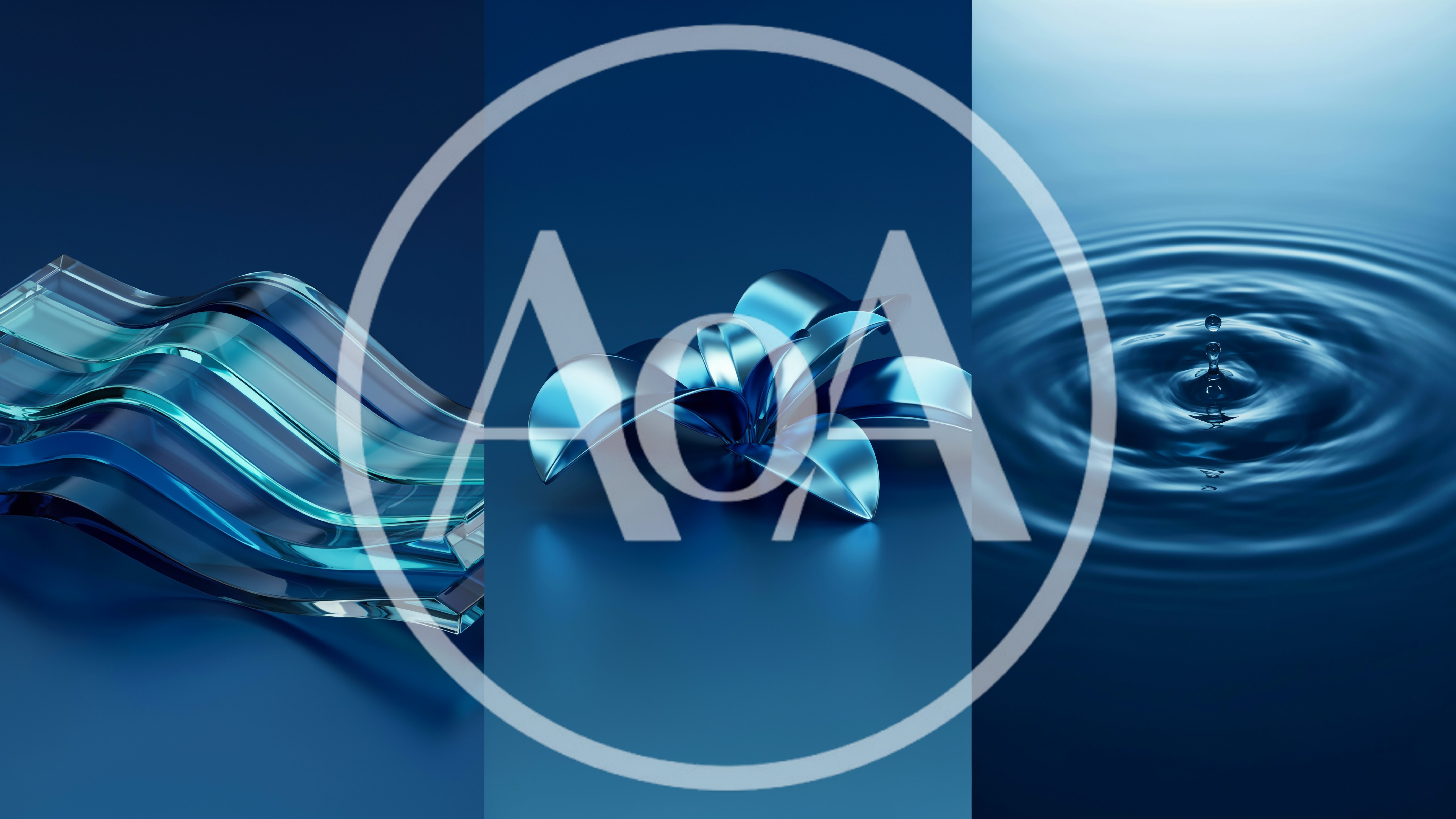 Abstract Blue 3D Rendered Geometric Shapes And Water Ripples