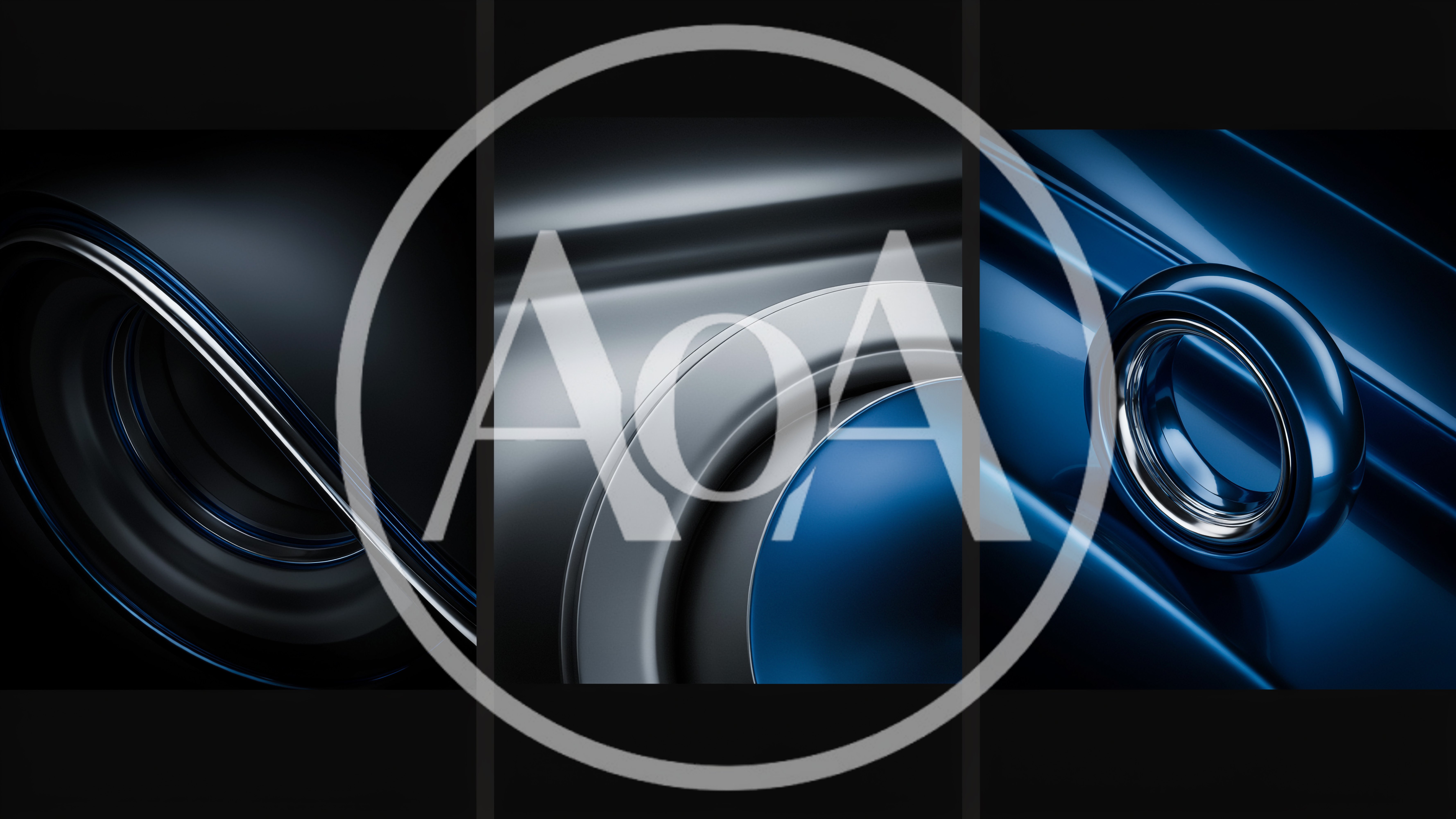 Abstract Metallic Blue And Silver Geometric Shapes