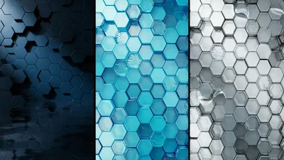 Abstract Hexagonal Geometric Backgrounds In Three Colors