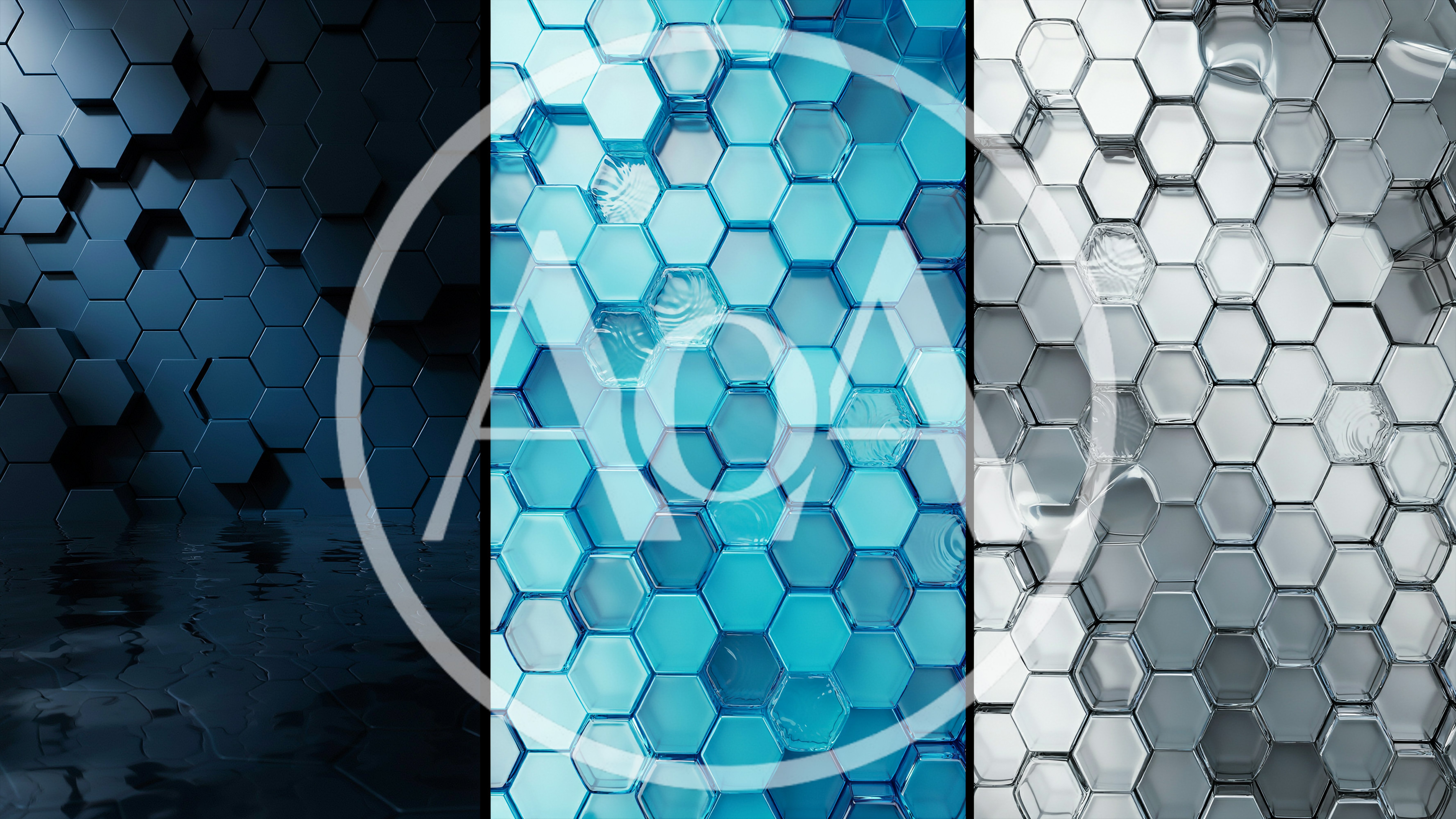 Abstract Hexagonal Geometric Backgrounds In Three Colors