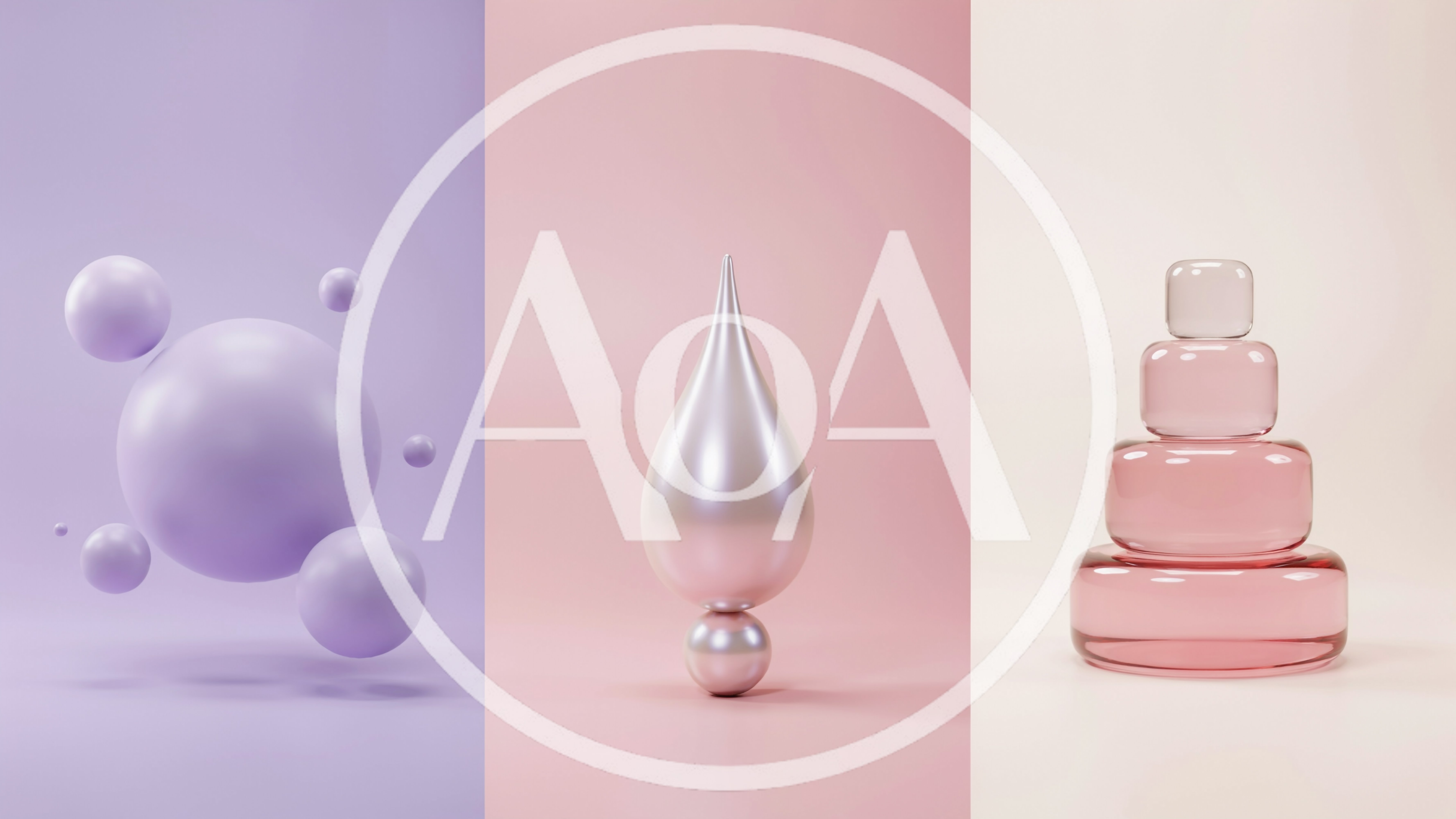 Abstract 3D Geometric Shapes On Pastel Backgrounds