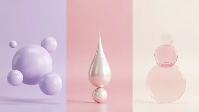 Abstract 3D Geometric Shapes On Pastel Backgrounds