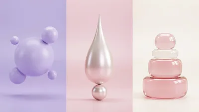Abstract 3D Geometric Shapes On Pastel Backgrounds