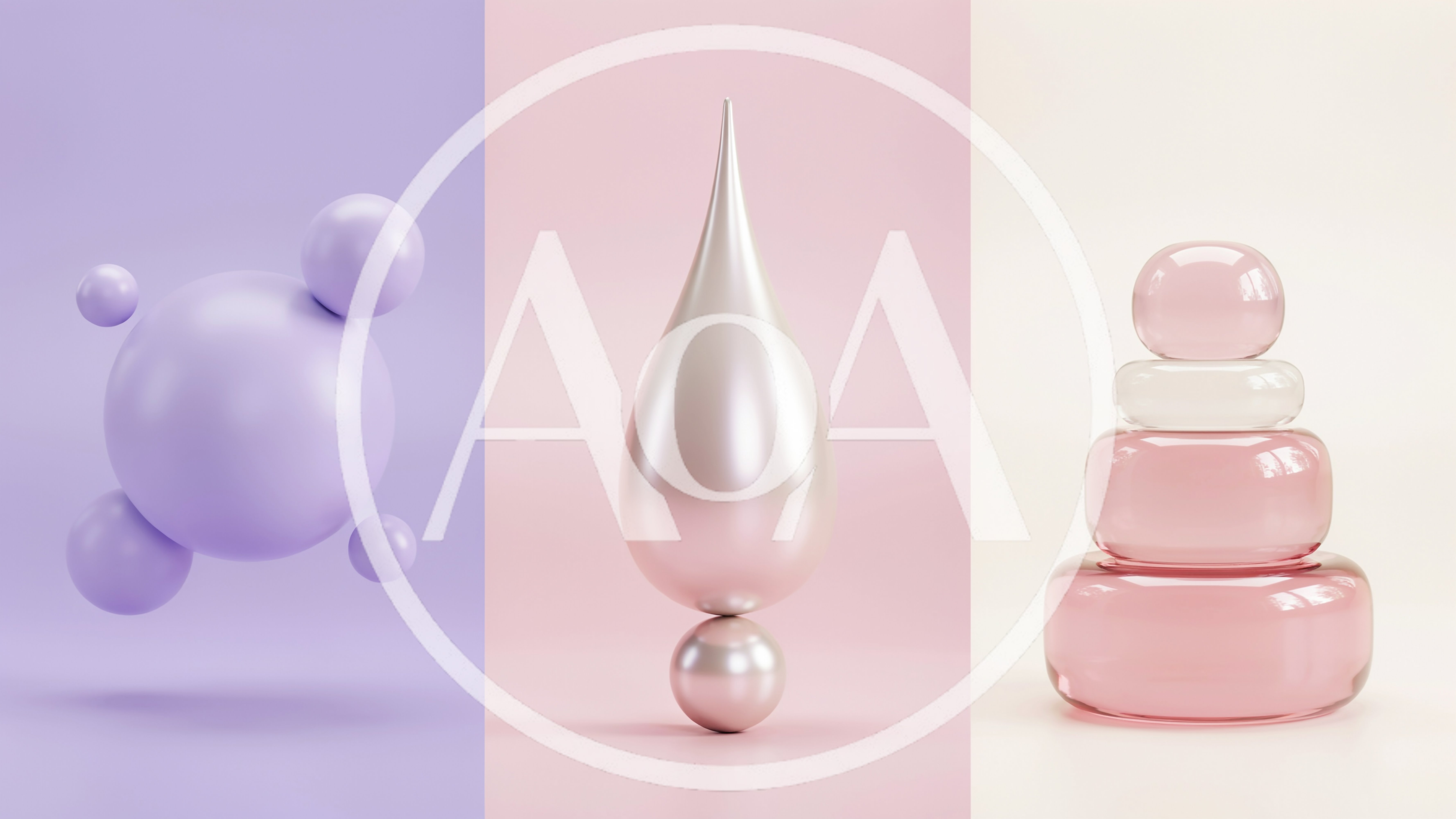Abstract 3D Geometric Shapes On Pastel Backgrounds