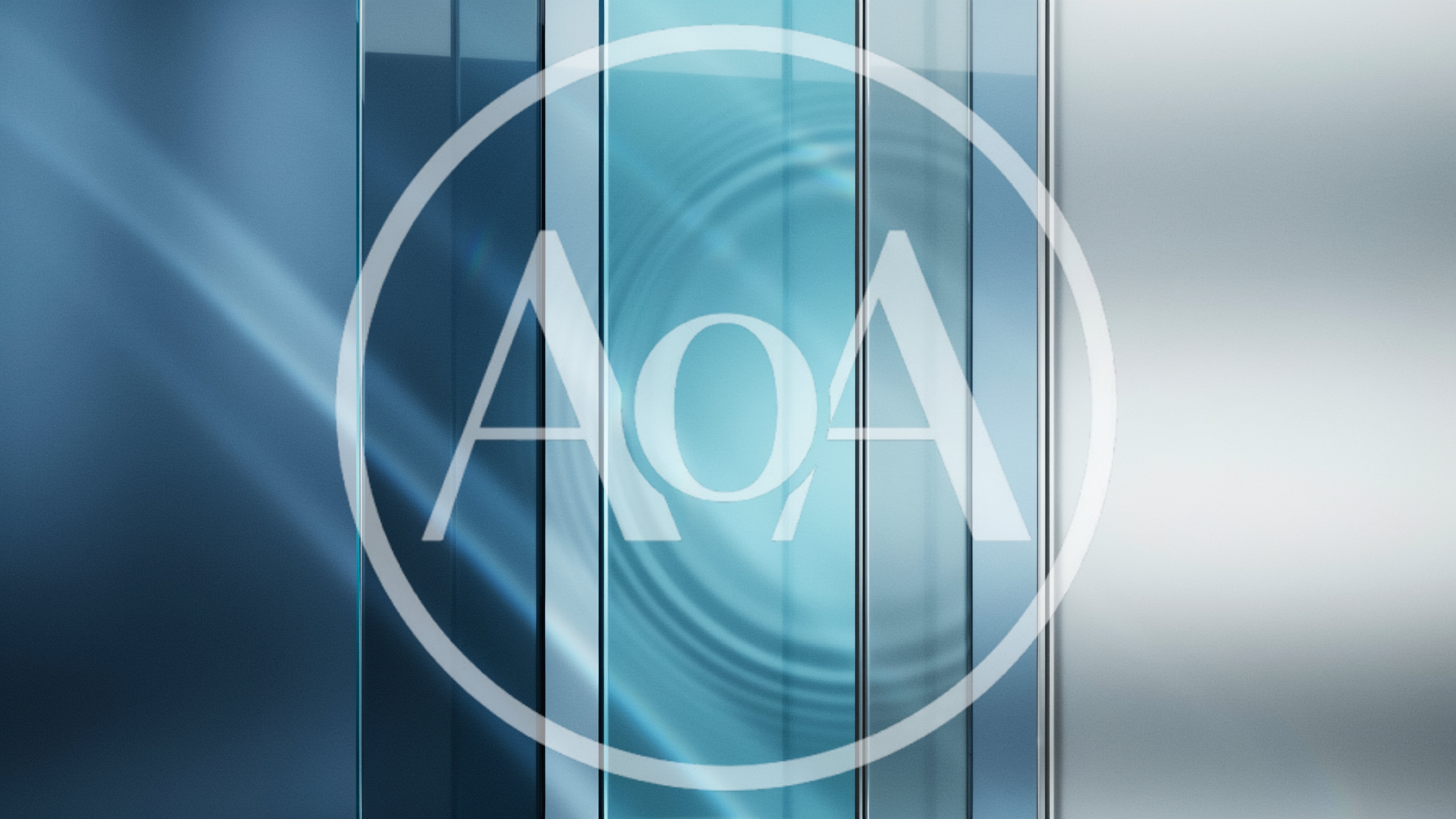 Abstract Glass Panels With Blue Ripple Light Effects