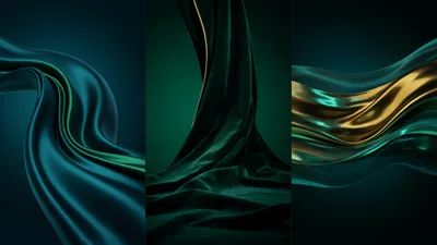 Abstract Green And Gold Silk Fabric Backgrounds