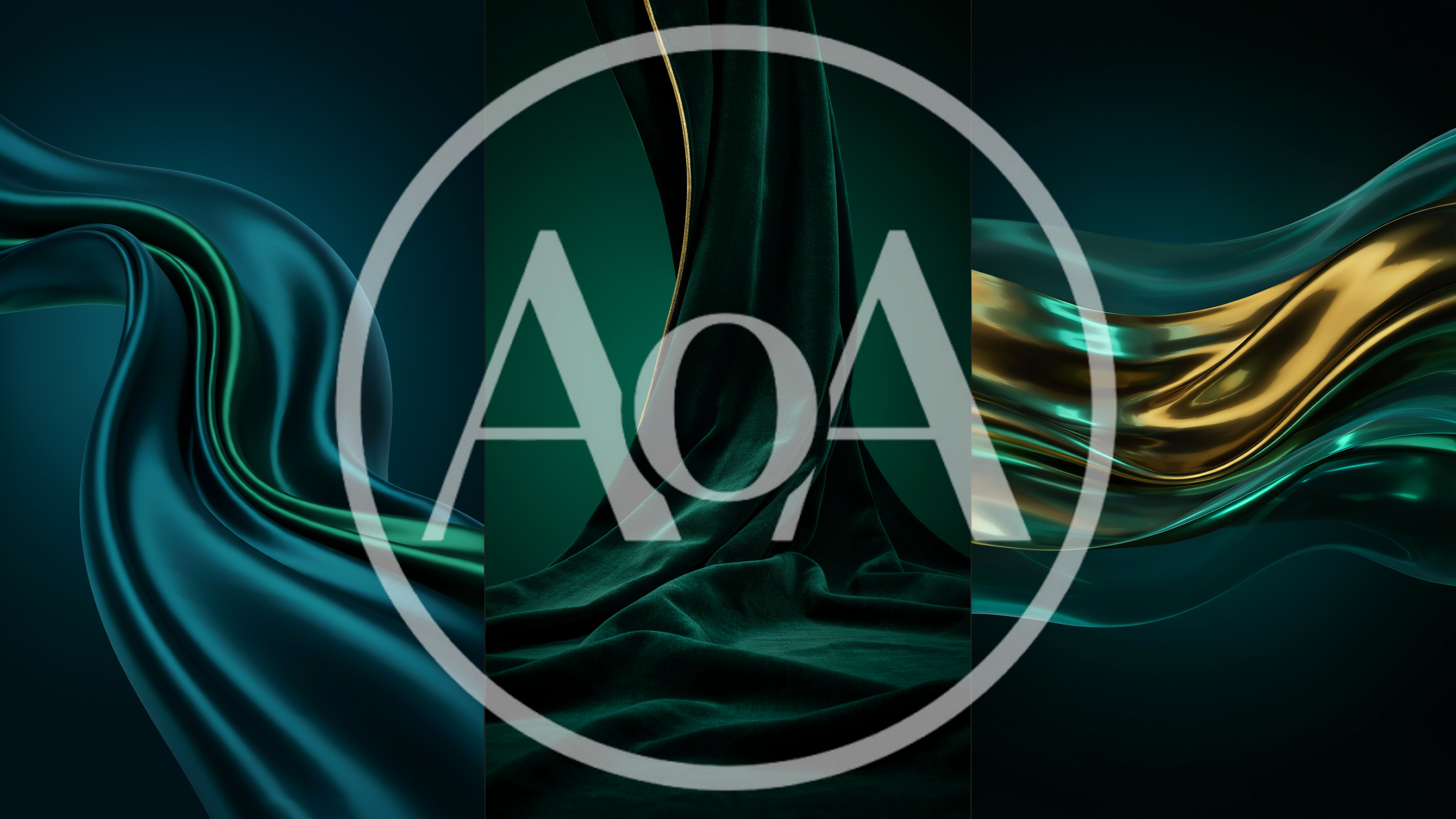 Abstract Green And Gold Silk Fabric Backgrounds