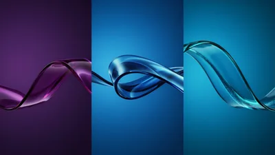 Abstract Liquid Glass Ribbons In Three Colors