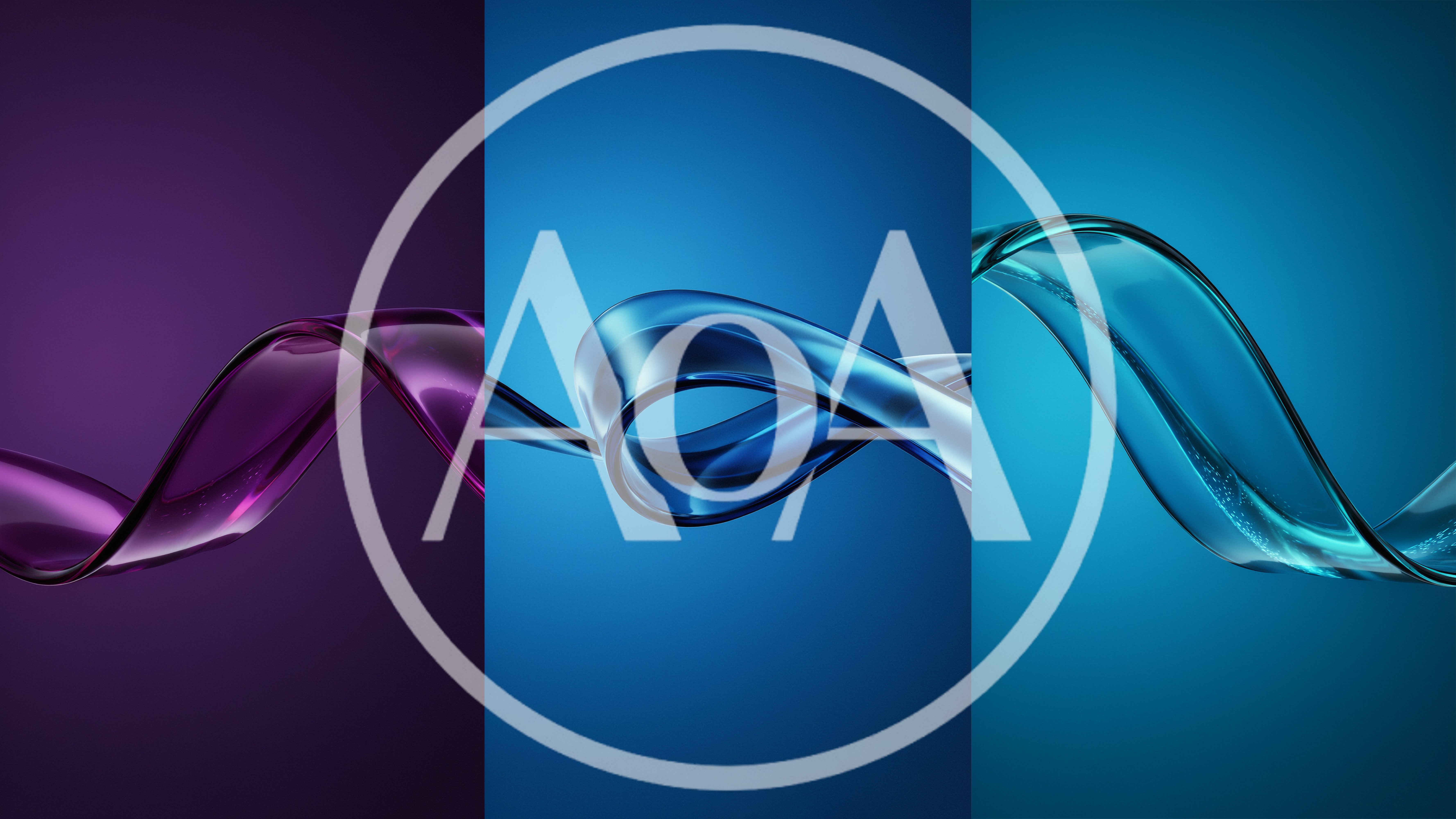 Abstract Liquid Glass Ribbons In Three Colors