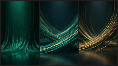 Abstract Flowing Fiber Optic Cables In Teal And Gold