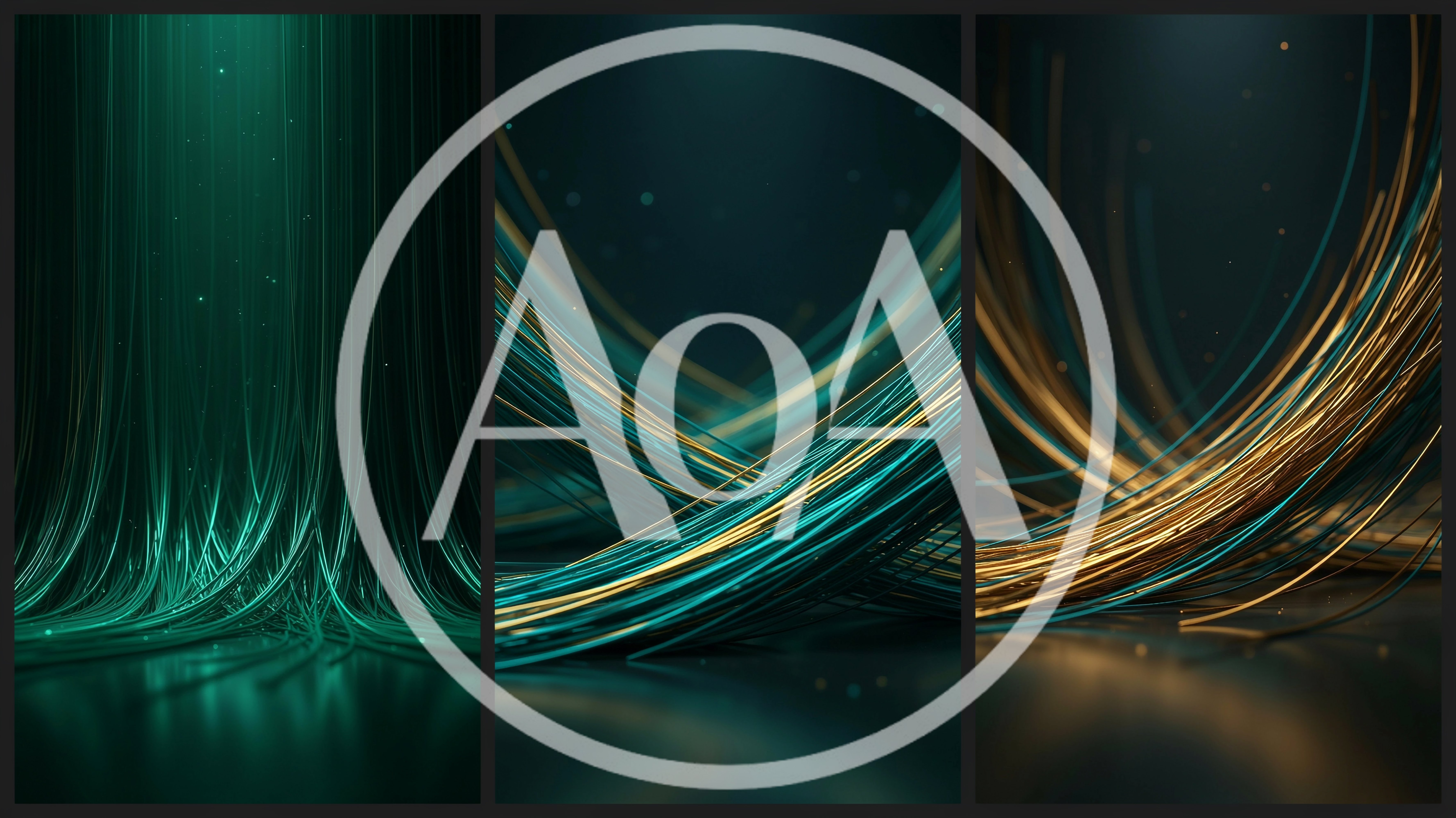 Abstract Flowing Fiber Optic Cables In Teal And Gold
