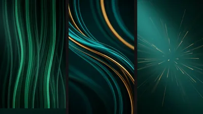 Abstract Green And Gold Motion Backgrounds Set