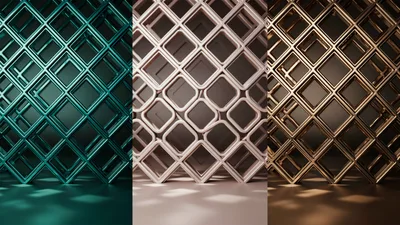 Abstract Geometric Metal Grid Backgrounds In Three Colors