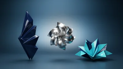 Abstract Geometric Metallic And Glossy Sculptures