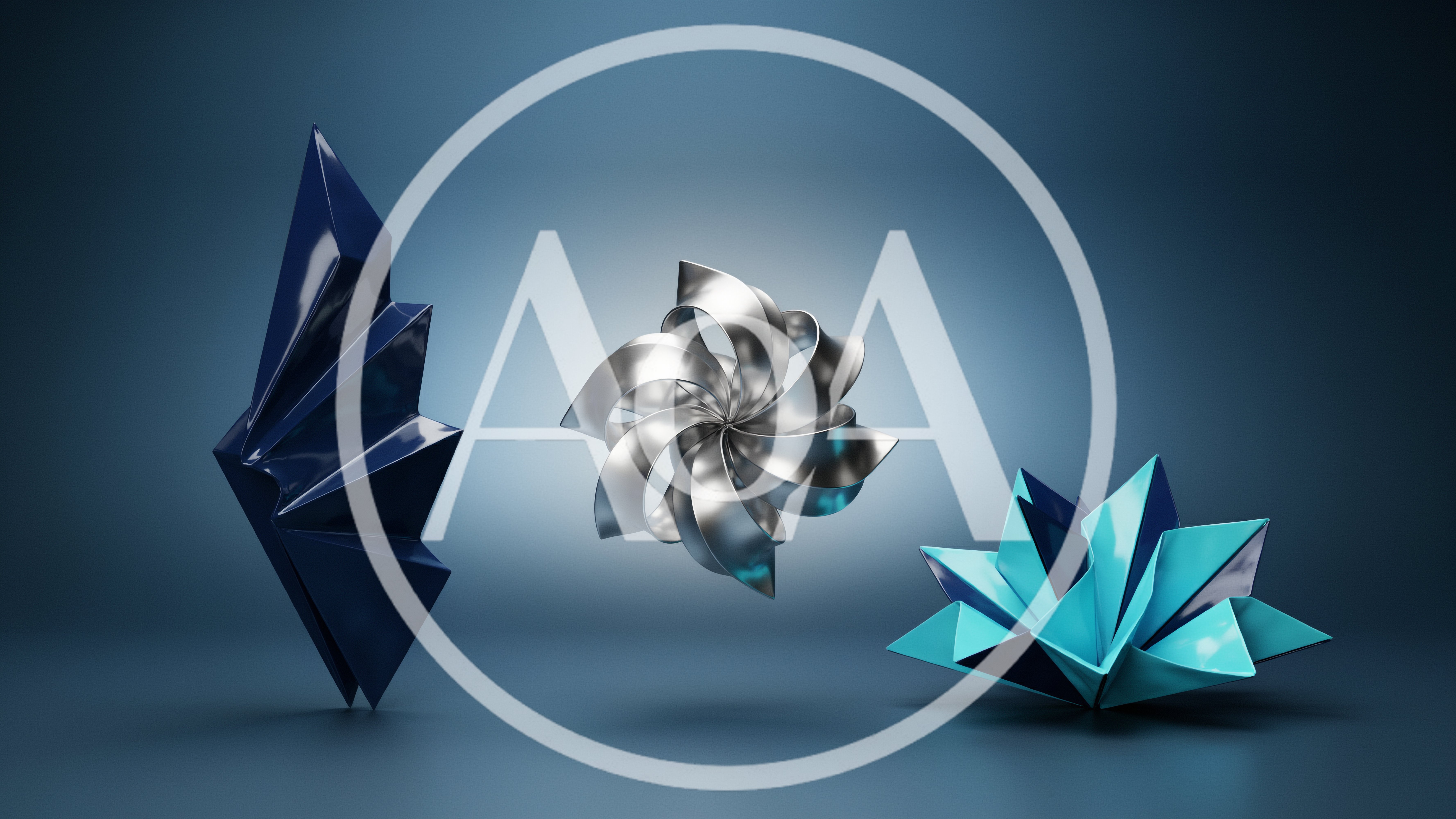 Abstract Geometric Metallic And Glossy Sculptures