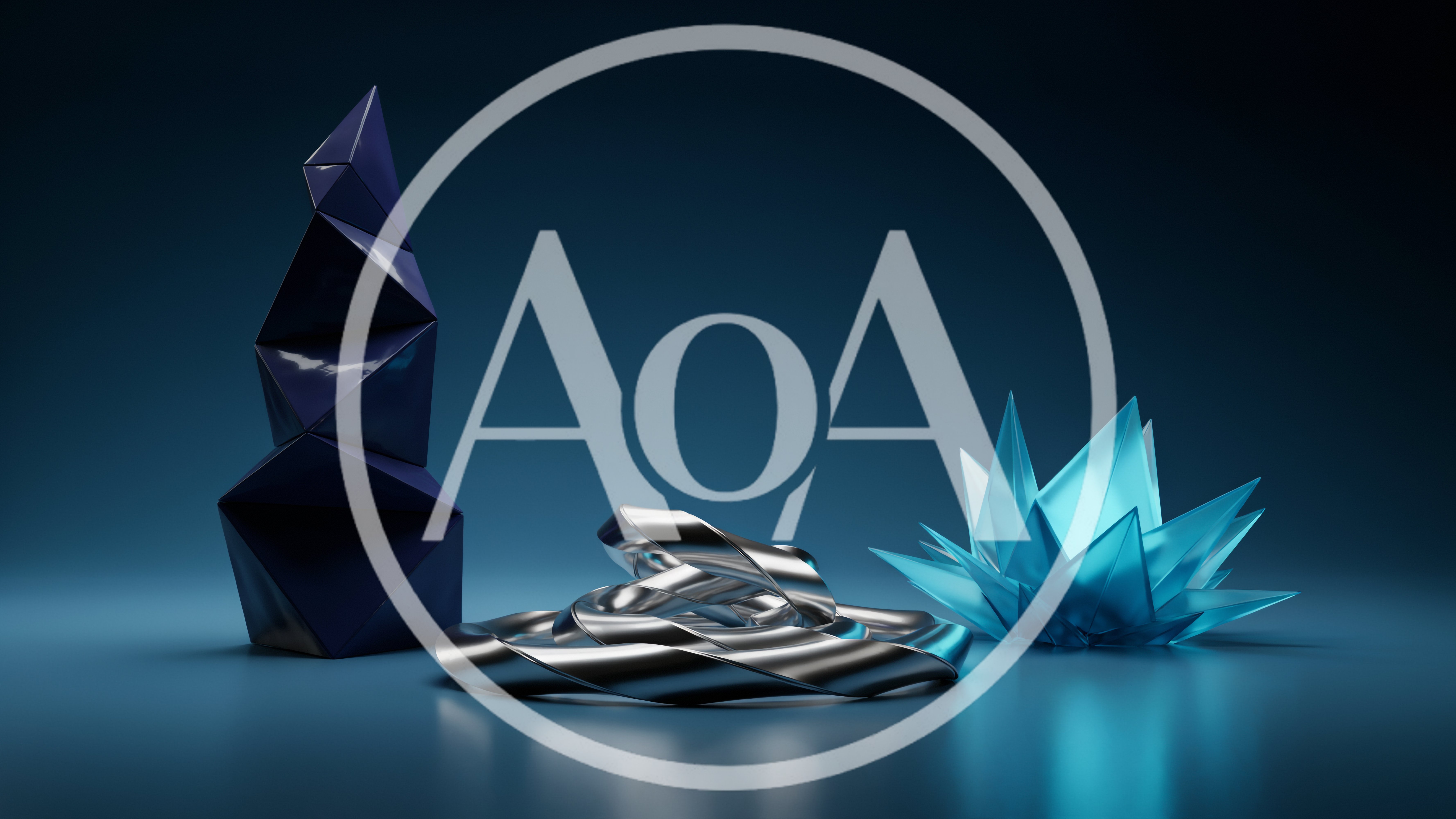 Abstract Geometric Shapes With Metallic And Crystalline Textures