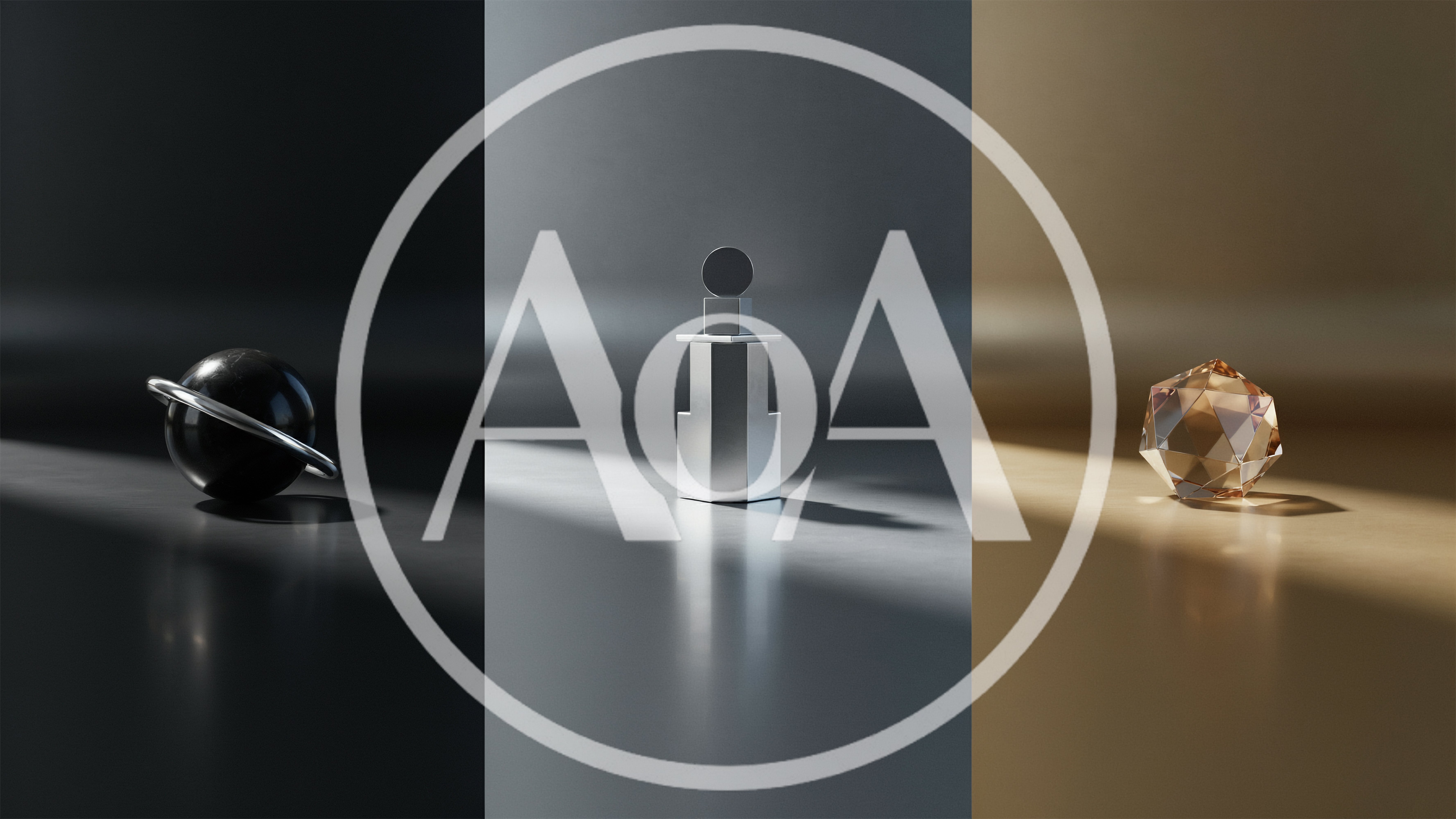 Abstract Geometric Shapes In Three Distinct Lighting Environments