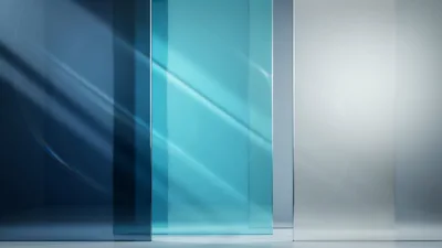 Abstract Background With Translucent Blue Glass Panels